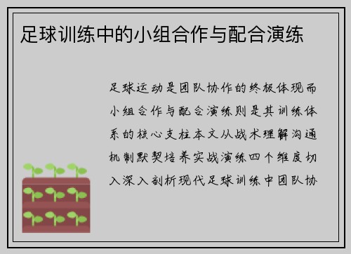 足球训练中的小组合作与配合演练